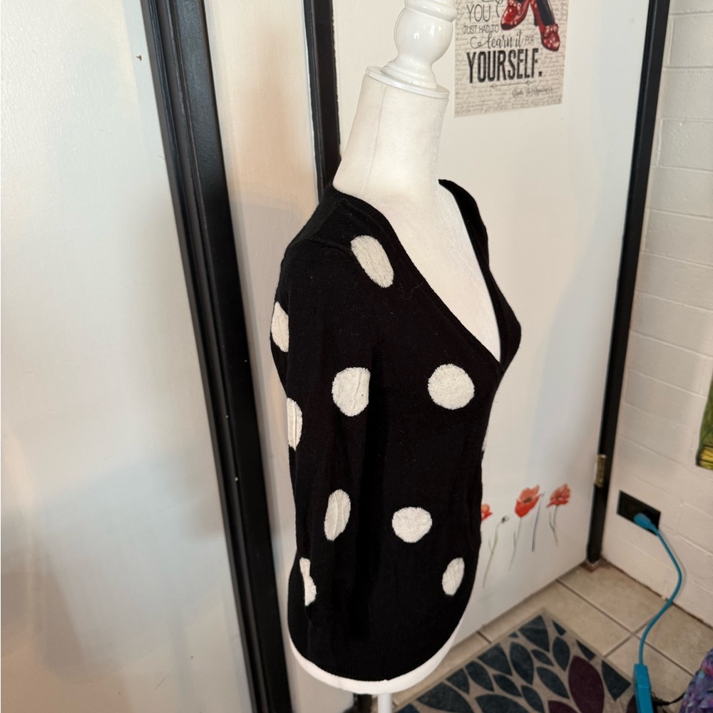 Black and White Polka Dot Sweater - Picture 3 of 8